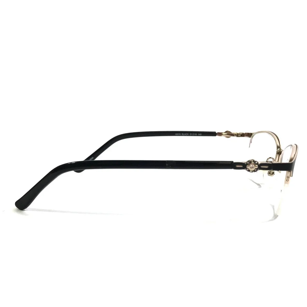 Serafina Eyewear Eyeglasses Frames ANYA BLACK Gold Cat Eye Half Rim 51-16-140